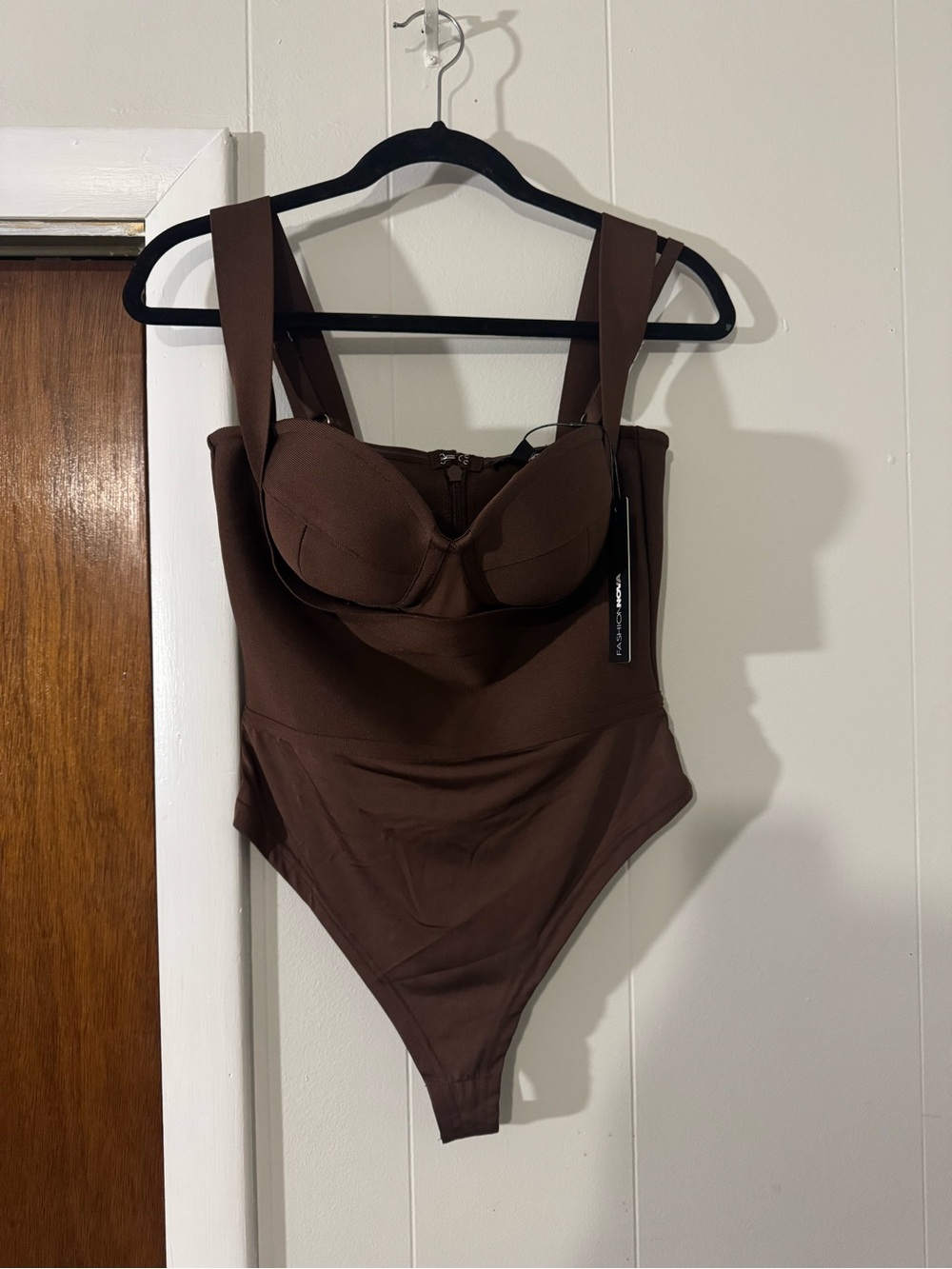 Fashion Nova Chocolate Brown Body Suit, Size Large